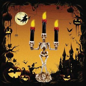 img 4 attached to 🕯️ YBB Halloween Skeleton Skull Flameless Candle Light: Festive Decor for Celebration Party