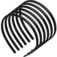 willbond 6-pack thin diy hair bands headbands for women girls, plain teeth comb headbands halloween accessories (8mm, rubber black) logo