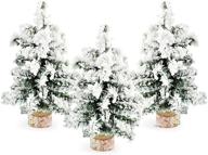 🎄 украсьте свой дом auldhome мини новогодними елочками - 3 штуки, 8 дюймов, покрытие снегом, канадские хвойные растения для стола, праздничное украшение логотип