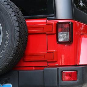 img 2 attached to 🚪 Enhance Your Jeep's Rear Door Aesthetic with RT-TCZ Tailgate Hinge Cover Spare Tire Rear Door Liftgate Trim (Red,2-Pack) for 2007-2017 Wrangler JK & Unlimited