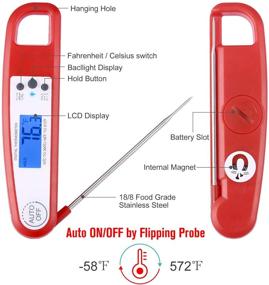 img 2 attached to 🥩 SPIKELAB Meat Thermometer: Accurate Digital Instant Read Food Thermometer with Splash Proof Body and Backlight Display for Cooking, Grilling, and BBQ