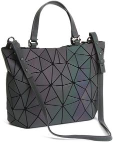 img 2 attached to Geometric Luminous Handbags Holographic Reflective Women's Handbags & Wallets in Shoulder Bags