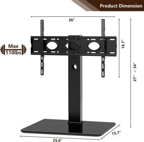 img 2 attached to 📺 Универсальная поворотная подставка для телевизора 50-80 дюймов LCD LED с плоским экраном - ТВ-крепление с регулируемой высотой и закаленным стеклом основания, выдерживает до 110 фунтов, максимальный стандарт VESA 600x400 мм.