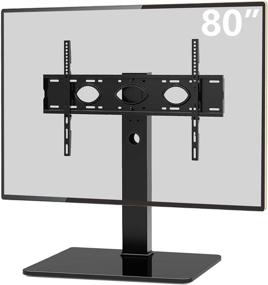 img 4 attached to 📺 Universal Swivel TV Stand for 50-80 inch LCD LED Flat Screen TV - Height Adjustable TV Mount Stand with Tempered Glass Base, Holds up to 110Lbs, Max VESA 600x400mm