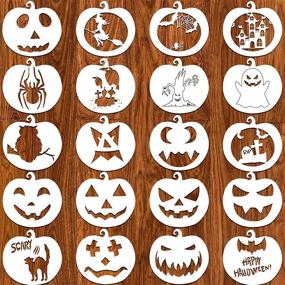 img 4 attached to 20PCS Halloween Stencils, YIPLED 8.4 x 9 Inch Reusable Pumpkin Ghost Pattern Drawing Templates for DIY Painting on Wall, Home, Wood, Door - Halloween Decor Stencils