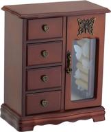 🌳 sustainable wood jewelry box with makeup organizer & 4-drawer storage – women's ring holder, necklace carousel, mirror – brown logo