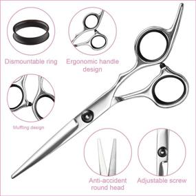img 1 attached to Fcysy Professional Hair Cutting Scissors Thinning Shears Kit - Stylish 7 💇 Piece Barber Hairdressing Set in Leather Case for Women, Men, and Pet Grooming
