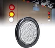 🚦 dot certified 4-inch round white trailer tail lights with 24 leds [ip67 waterproof] [grommet & plug included] - ideal for rv trucks and reverse back up logo