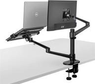 🖥️ 2 in 1 360 degree rotating double arm laptop stand and monitor holder for desk - black логотип