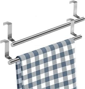 img 4 attached to 🧺 Convenient Mosuch Stainless Steel Over Cabinet Door Towel Rack - 2 Pack, Ideal for 0.8" Width Cabinet Doors - Securely Holds Hand and Dish Towels