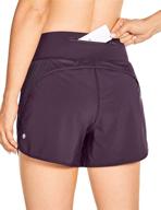 🏃 crz yoga women's high waist quick-dry running shorts - lightweight athletic sports workout shorts with zip pocket | 4 inches logo