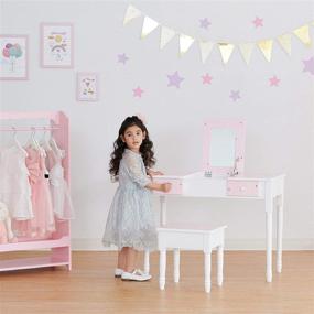 img 3 attached to 🌟 Twinkle Star Kate Kids Vanity Set with Drawer and Mirror, Pink/White by Fantasy Fields Teamson Kids