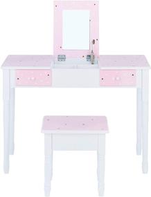 img 1 attached to 🌟 Twinkle Star Kate Kids Vanity Set with Drawer and Mirror, Pink/White by Fantasy Fields Teamson Kids