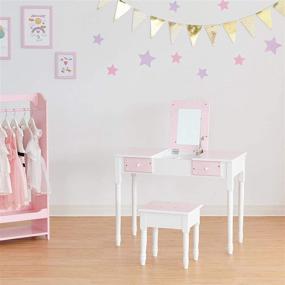 img 2 attached to 🌟 Twinkle Star Kate Kids Vanity Set with Drawer and Mirror, Pink/White by Fantasy Fields Teamson Kids