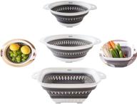 🥦 collapse and strain with ease: gray collapsible colander set with extendable handles for over the sink veggies/fruit straining - 3pcs logo