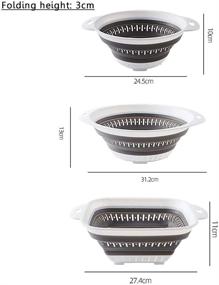 img 2 attached to 🥦 Collapse and Strain with Ease: Gray Collapsible Colander Set with Extendable Handles for Over the Sink Veggies/Fruit Straining - 3pcs