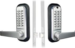 img 4 attached to 🔒 JOUNJIP Mechanical Keyless Combination Lever Handle Door Lock - Satin Chrome - No Batteries, No Power Line, No Key Needed