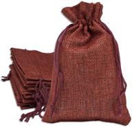 12-pack medium maroon red drawstring linen burlap bags (5.5x7.75) - 🎁 perfect for party favors, gifts, christmas presents, or diy crafts - by thedisplayguys logo