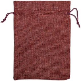 img 2 attached to 12-Pack Medium Maroon Red Drawstring Linen Burlap Bags (5.5x7.75) - 🎁 Perfect for Party Favors, Gifts, Christmas Presents, or DIY Crafts - By TheDisplayGuys