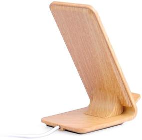 img 3 attached to 🔋 Omio Wooden Wireless Charger Stand: 15W Fast Charging Dock in Natural Wood Design for iPhone 13/12 Series & More