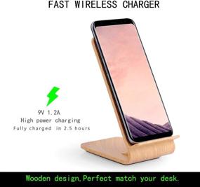 img 1 attached to 🔋 Omio Wooden Wireless Charger Stand: 15W Fast Charging Dock in Natural Wood Design for iPhone 13/12 Series & More