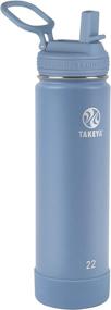 img 4 attached to 💦 22 Ounces Takeya Actives Insulated Water Bottle with Straw Lid in Bluestone