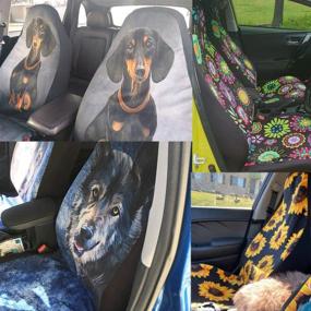 img 1 attached to 🎃 Coloranimal Halloween Pumpkin Print Car Seat Covers - Front Seats Only Set of 2: Universal Fit for Car Truck SUV