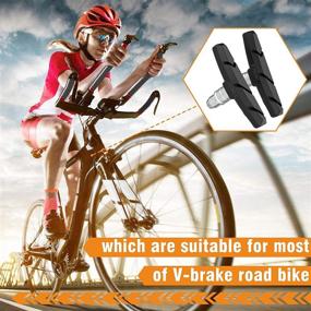 img 3 attached to Alritz Bike Brake Pads Set - 4 Pairs Road and Mountain Bicycle V-Brake Blocks Shoes with Hex Nut and Shims, Noise-Free and Skid-Resistant, 70mm