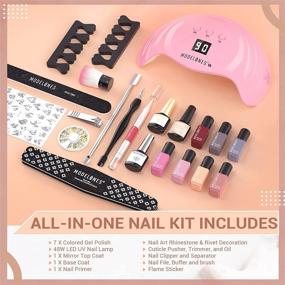 img 3 attached to Modelones Gel Nail Polish Kit with UV Light 48W Nail Dryer - 7 Nude Colors Gel Nail Polish Set, No Wipe Base & Top Coat, Nail Primer, Nail Art Decorations, Manicure Tools - Complete Integrated Manicure Kit