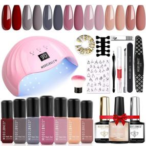 img 4 attached to Modelones Gel Nail Polish Kit with UV Light 48W Nail Dryer - 7 Nude Colors Gel Nail Polish Set, No Wipe Base & Top Coat, Nail Primer, Nail Art Decorations, Manicure Tools - Complete Integrated Manicure Kit