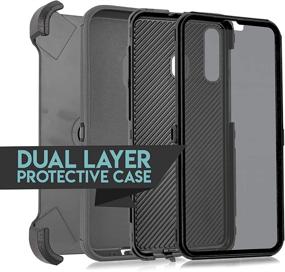 img 2 attached to 📱 Rugged & Stylish: Samsung Galaxy A20/A30/A50 Case with Belt Clip, Kickstand, and Screen Protector (Black)