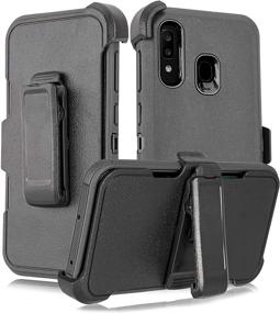 img 3 attached to 📱 Rugged & Stylish: Samsung Galaxy A20/A30/A50 Case with Belt Clip, Kickstand, and Screen Protector (Black)