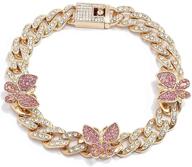 ingemark shiny rhinestone butterfly anklet: stylish cuban link bracelet for women & teen girls - perfect for music parties, raves, and fashion enthusiasts! logo
