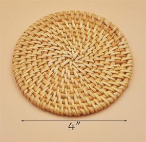 img 3 attached to 🔵 Handwoven Rattan Coasters - Stylish Cup Base Plates & Insulated Hot Pads - Kitchen & Dining Room Accessories (Rattan, 4" Round)