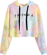 👕 idepet women’s casual letters print crop top loose pullover friends shirt teen girl tv show hoodie sweatshirt logo