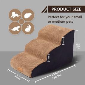 img 3 attached to 🐾 A.FATI 3-Tier Foam Pet Ramp Stairs for Dogs and Cats - Dog Steps Ladder for Sofa, Bed, or Couch