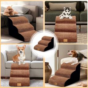 img 1 attached to 🐾 A.FATI 3-Tier Foam Pet Ramp Stairs for Dogs and Cats - Dog Steps Ladder for Sofa, Bed, or Couch