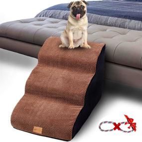 img 4 attached to 🐾 A.FATI 3-Tier Foam Pet Ramp Stairs for Dogs and Cats - Dog Steps Ladder for Sofa, Bed, or Couch