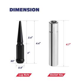 img 3 attached to Гайки-шипы KSP M14X1,5 - 24 шт. Черные конические гаечные гайки + 1 ключ-головка для Chevrolet Silverado GMC Sierra Dodge Ram 1500. Закрытые гайки-желуди с возвышением высотой 4,4 дюйма.