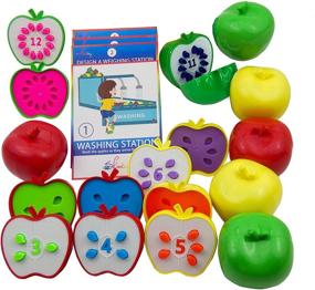 img 4 attached to 🍎 Счетные игры Skoolzy - учебные игрушки Apple Factory STEM для детей от 3-х лет +: Развивают мелкую моторику и навыки сортировки цветов с помощью монтессори игрушек! Подарки на Пасху для детей с образовательными активностями.