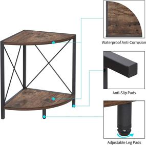 img 1 attached to 📚 Snughome Rustic Corner Shelf: 2 Tier Freestanding Organizer for Kitchen Counter & Living Room - 13’’ /L x 13’’ /W x 16.1’’ /H