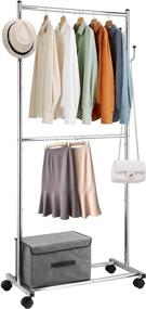 img 4 attached to 👕 Vontreux Clothes Garment Rack - Adjustable Rolling Clothing Organizer with Wheels, Chrome