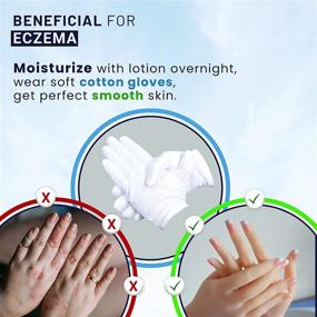 img 1 attached to Premium Cotton Gloves for Dry Hands - CHARMICS 5 Pairs, Moisturizing Gloves Overnight, 9 Inch Eczema Gloves, Washable SPA Gloves for Women and Men - White