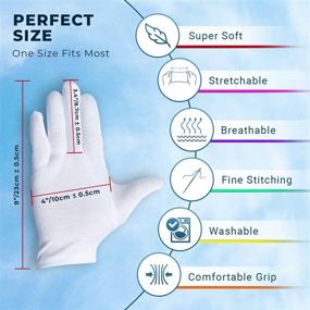 img 3 attached to Premium Cotton Gloves for Dry Hands - CHARMICS 5 Pairs, Moisturizing Gloves Overnight, 9 Inch Eczema Gloves, Washable SPA Gloves for Women and Men - White