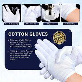 img 2 attached to Premium Cotton Gloves for Dry Hands - CHARMICS 5 Pairs, Moisturizing Gloves Overnight, 9 Inch Eczema Gloves, Washable SPA Gloves for Women and Men - White