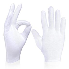 img 4 attached to Premium Cotton Gloves for Dry Hands - CHARMICS 5 Pairs, Moisturizing Gloves Overnight, 9 Inch Eczema Gloves, Washable SPA Gloves for Women and Men - White