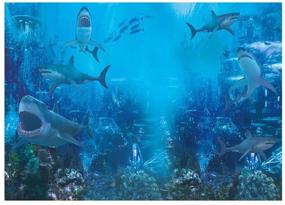 img 4 attached to 🦈 Funnytree 7x5FT Shark Under The Sea World Photography Backdrop: Capture the Fun at Your Birthday Party with an Aquarium Ocean Background Photo Booth