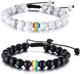 img 4 attached to 🌈 Vnox Rainbow Rubber Cuff: Свадебные лесбийские и гейские украшения - символ единства и дружбы ЛГБТ+ (Ручная работа)