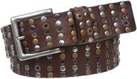 cowhide circle studded vintage leather logo