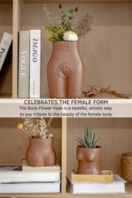 img 1 attached to 🍑 Butt Planter: Cheeky Body Vase Female Form with Drainage Plug - Speckled Matte Brown Ceramic. Unique Modern Boho Home Decor Plant Pot, Feminist Cute Minimalist Accent.